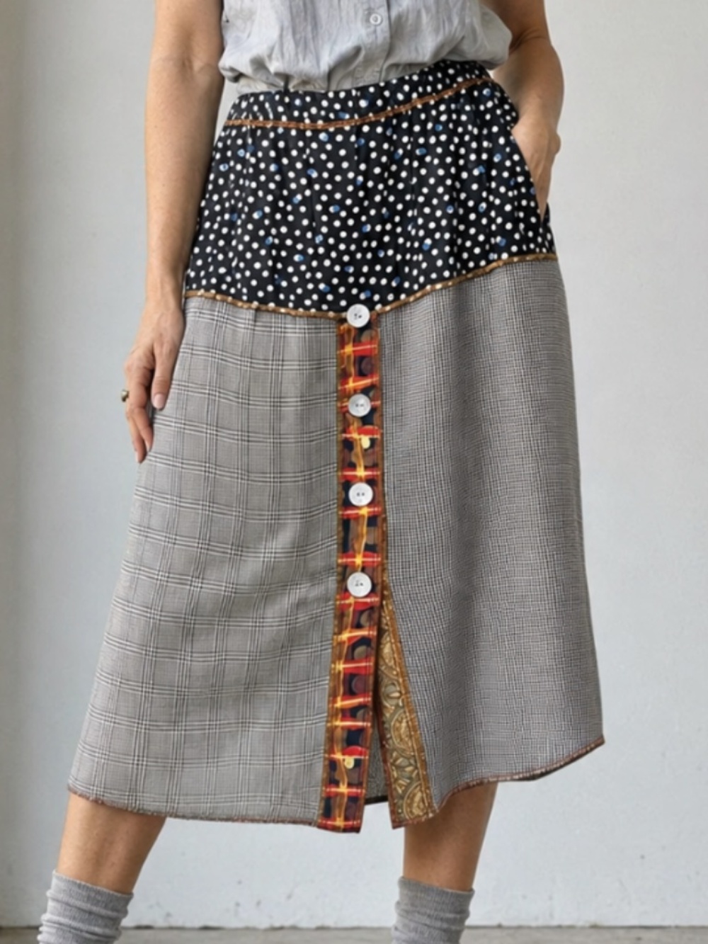 Nothing Matches | Handmade Retro Button Down Skirt | Size Small - Picture 3 of 13